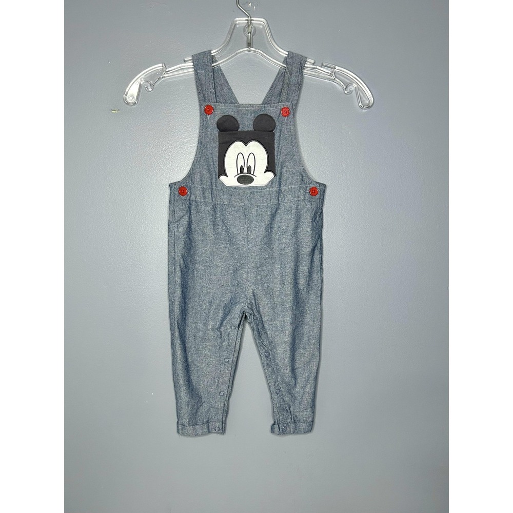 Disney Baby Overalls Boys 18-24M Blue Chambray Mickey Mouse One Piece Outfit